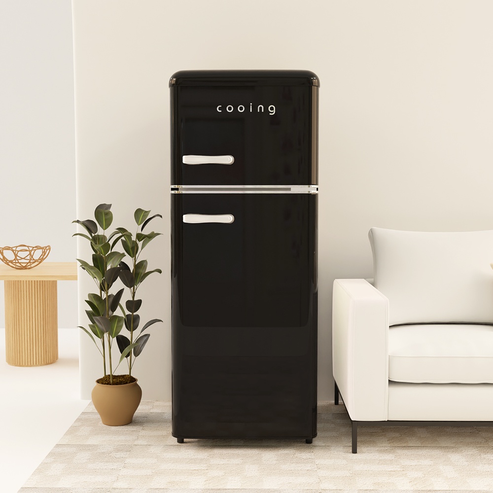 쿠잉 레트로 소형냉장고 REF-D121 블랙 미니, 원룸 필수템으로 추천